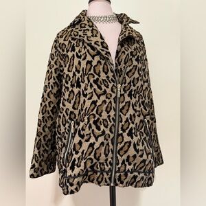 Chico’s leopard print knit zip up jacket in size XL (3)